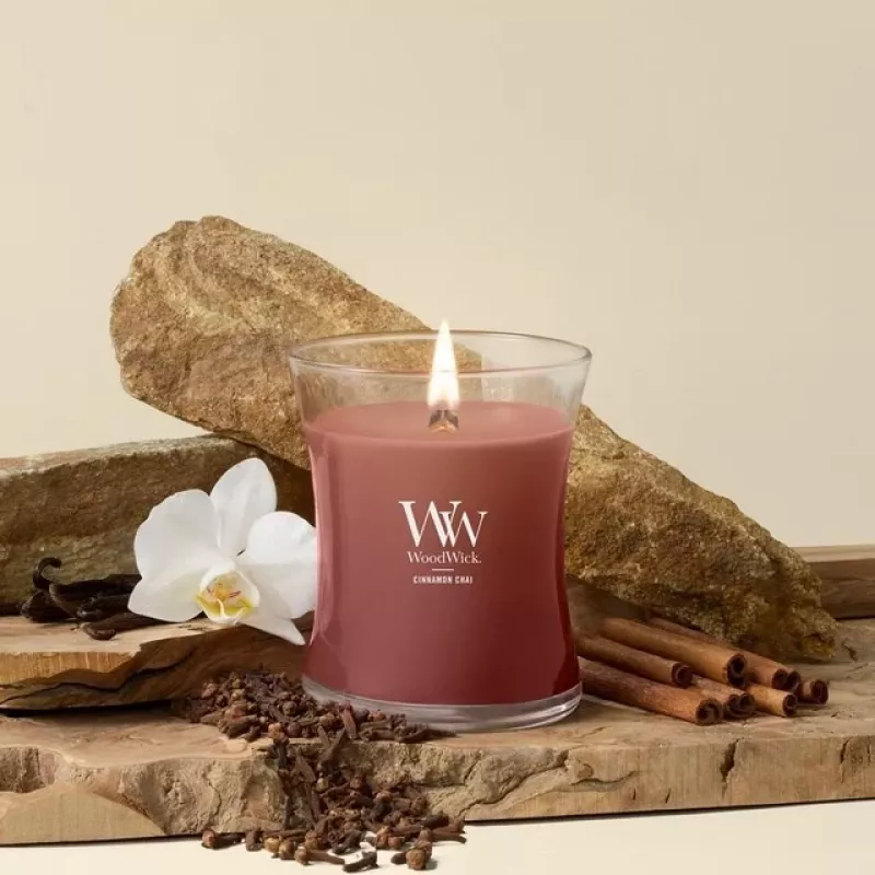 WoodWick maža žvakė, Cinnamon Chai