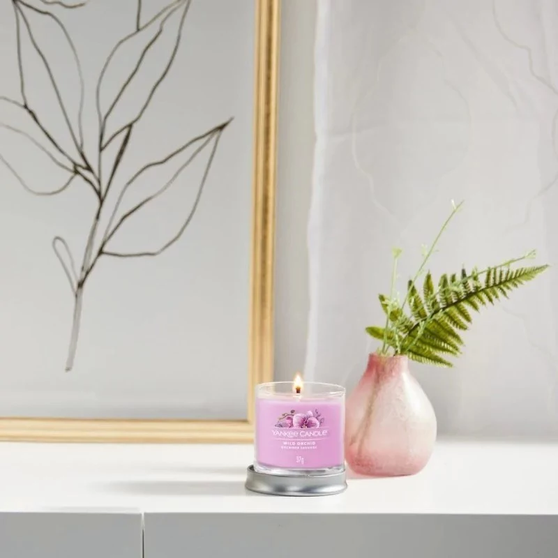 Yankee žvakė stiklinėje su 1 dagtimi, Wild Orchid