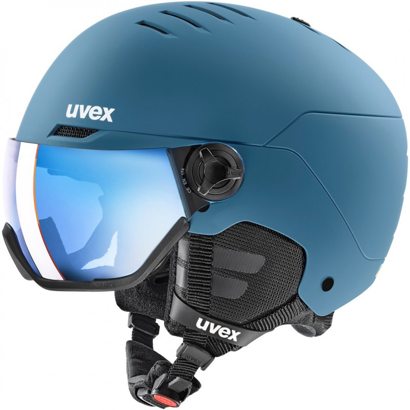 UVEX Wanted Visor slidinėjimo šalmas, akmens spalvos/mėlynas, 58-61
