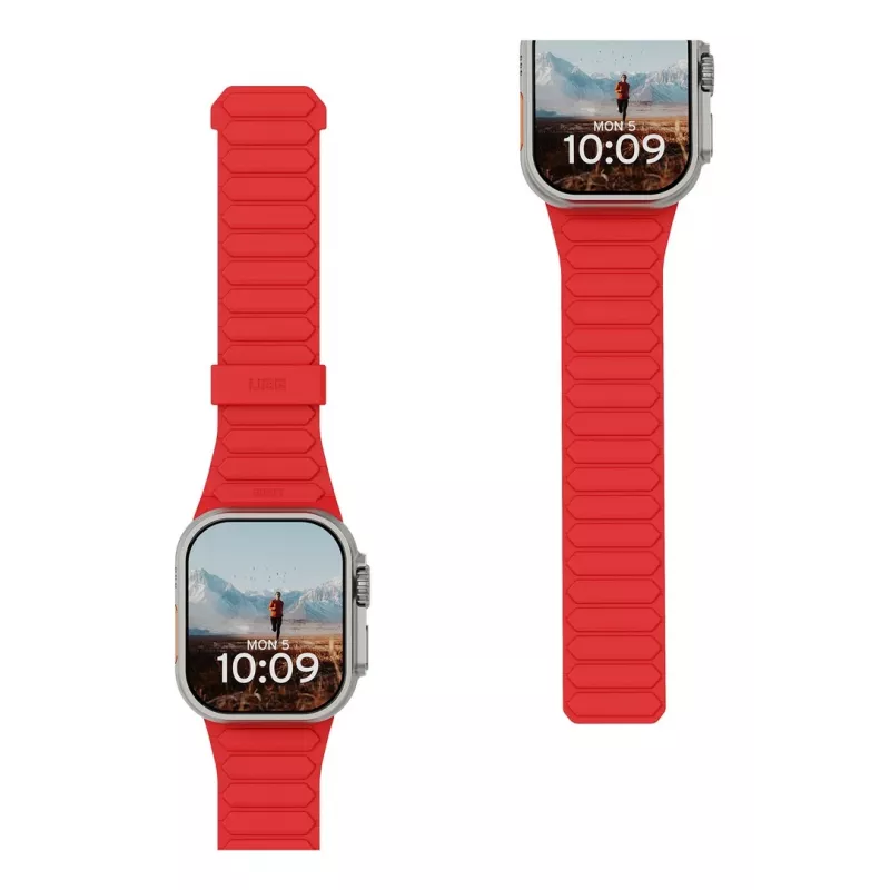 Urban Armor Gear UAG Pathfinder – silikoninė dvipusė magnetinė apyrankė Apple Watch 4–6 serijos ir SE 1–3, 44mm / 7–9 serijos, 45mm / 10–11 serijos, 46mm / Ultra 1–3, 49mm (pelenų/lavos)
