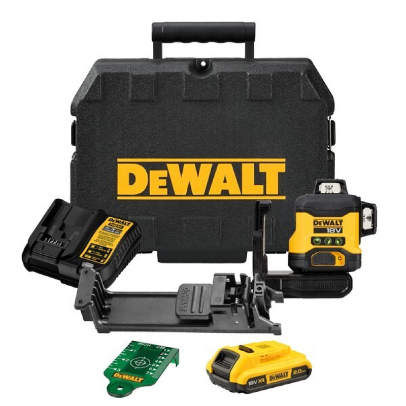 DeWalt DCLE34031D1-QW 3x360° kryžminio linijinio lazerio nivelyras, žalias, 40 m, 18 V, 2 Ah akumuliatorius, TSTAK dėklas
