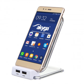 Indukcinis įkroviklis QI Akyga AK-QI-03 5V max 1.5A 2 x USB 2.0