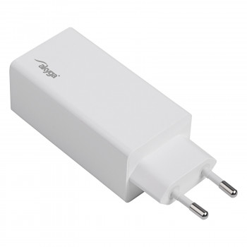 Sieninis įkroviklis Akyga AK-CH-20 100W USB-C USB-A PD GaN 5-20V / 1.5-5A baltas