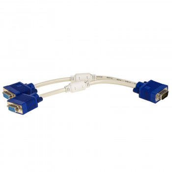 Akyga AK-AD-20 VGA (M) į 2x VGA (F) skirstymo kabelis, 15 cm, baltas