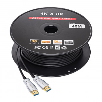 Akyga AK-HD-400L HDMI 2.1 aktyvusis optinis kabelis (AOC), 48 Gbps, 8K@60Hz, 4K@120Hz, 40 m, juodas