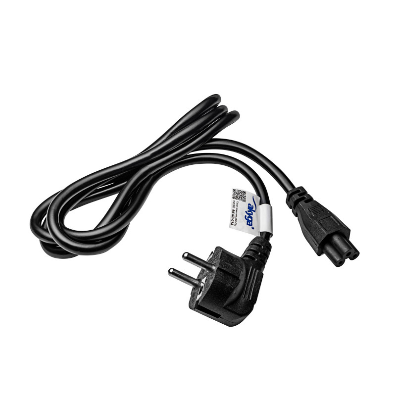 Akyga AK-NB-01A nešiojamojo kompiuterio maitinimo laidas CEE 7/7 į IEC C5 (dobilo tipo), 3x 0,5 mm², 1,5 m, juodas