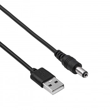 Akyga AK-DC-01 maitinimo kabelis USB-A kištukas – DC 5,5 x 2,1 mm kištukas, 0,8 m, juodas