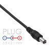 Akyga AK-DC-01 maitinimo kabelis USB-A kištukas – DC 5,5 x 2,1 mm kištukas, 0,8 m, juodas
