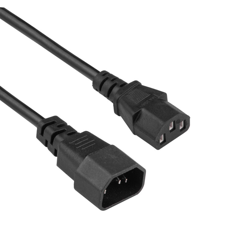 Akyga AK-PC-14A IEC C14 į IEC C13 maitinimo prailginimo kabelis, 3x 0,5 mm², 0,5 m, juodas