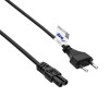 Akyga AK-RD-02C maitinimo laidas Europlug (CEE 7/16) į IEC C7, 2x 0,5 mm² varis, 3 m, juodas