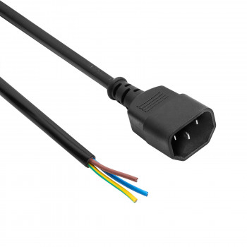 Akyga AK-OT-08C IEC C14 maitinimo kabelis su atviru galu, 3x 1 mm² varis, 1 m, juodas
