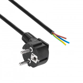 Akyga AK-OT-01S CEE 7/7 maitinimo kabelis su atviru galu, 3x 1,5 mm² varis, 1,5 m, juodas