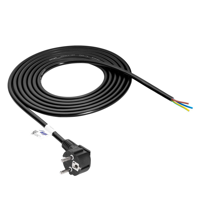 Akyga AK-OT-01S CEE 7/7 maitinimo kabelis su atviru galu, 3x 1,5 mm² varis, 1,5 m, juodas