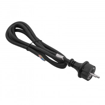 Akyga AK-OT-02S CEE 7/7 guminis maitinimo kabelis su atviru galu, H05RR-F 3x 1,5 mm², 1,8 m, juodas