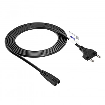 Akyga AK-RD-02A maitinimo kabelis CEE 7/16 (Europlug) – IEC C7 (aštuoniukė), CCA 2 x 0,5 mm², 3 m, juodas