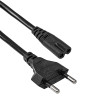 Akyga AK-RD-02A maitinimo kabelis CEE 7/16 (Europlug) – IEC C7 (aštuoniukė), CCA 2 x 0,5 mm², 3 m, juodas