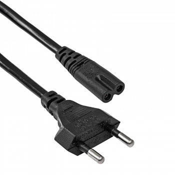 Akyga AK-RD-02A maitinimo kabelis CEE 7/16 (Europlug) – IEC C7 (aštuoniukė), CCA 2 x 0,5 mm², 3 m, juodas