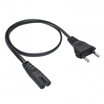 Akyga AK-RD-04A maitinimo kabelis CEE 7/16 (Europlug) – IEC C7 (aštuoniukė), CCA 2 x 0,5 mm², 0,5 m, juodas