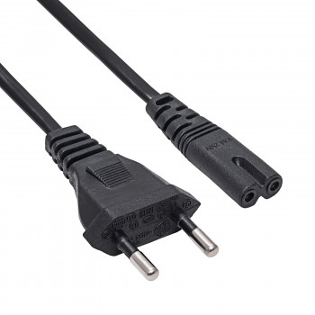 Akyga AK-RD-04A maitinimo kabelis CEE 7/16 (Europlug) – IEC C7 (aštuoniukė), CCA 2 x 0,5 mm², 0,5 m, juodas