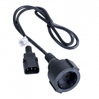 Akyga AK-PC-13A maitinimo adapterio kabelis IEC C14 – CEE 7/3 (Schuko) lizdas, varis 3 x 0,75 mm², 1 m, juodas