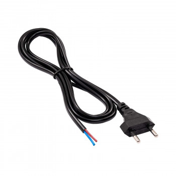 Akyga AK-OT-04A maitinimo kabelis su atviru galu CEE 7/16 (Europlug), varis 2 x 0,5 mm², 1,5 m, juodas
