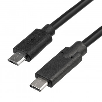Akyga AK-USB-16 USB 2.0 kabelis Micro USB-B (M) į USB-C (M), 1 m, juodas
