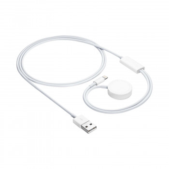 Akyga AK-SW-43 įkrovimo kabelis, skirtas Apple Watch Ultra 2 / Series 9/8/7/6/5/4/3/2/1, su Lightning jungtimi, USB, 1 m, baltas