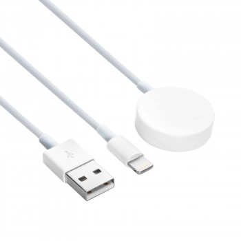 Akyga AK-SW-43 įkrovimo kabelis, skirtas Apple Watch Ultra 2 / Series 9/8/7/6/5/4/3/2/1, su Lightning jungtimi, USB, 1 m, baltas