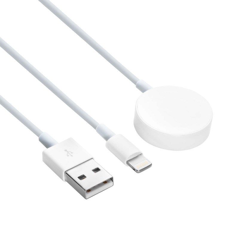 Akyga AK-SW-43 įkrovimo kabelis, skirtas Apple Watch Ultra 2 / Series 9/8/7/6/5/4/3/2/1, su Lightning jungtimi, USB, 1 m, baltas