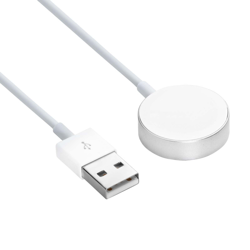 Akyga AK-SW-44 įkrovimo kabelis, skirtas Apple Watch Ultra 2 / Series 9/8/7/6/5/4/3/2/1, aliuminio lydinys, USB, 1 m, baltas