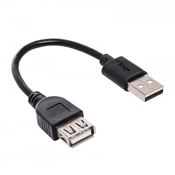 Akyga AK-USB-23 USB 2.0 ilginimo kabelis USB-A (M) į USB-A (F), 15 cm, juodas