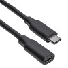 Akyga AK-USB-32 USB-C (M) į USB-C (F) prailginimo kabelis, USB 3.2 Gen 2, 10 Gbps, 100 W, 0,3 m, juodas