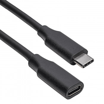 Akyga AK-USB-32 USB-C (M) į USB-C (F) prailginimo kabelis, USB 3.2 Gen 2, 10 Gbps, 100 W, 0,3 m, juodas