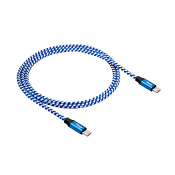 Akyga AK-USB-37 USB-C – USB-C pintas kabelis, USB 2.0, 100 W, 1 m, mėlynas