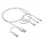 Akyga AK-USB-52 įkrovimo kabelis USB-A + USB-C – USB-C + Lightning + micro USB, 10 W, 1,2 m, baltas