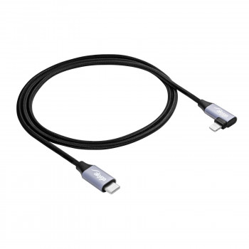 Akyga AK-USB-56 USB-C – Lightning pintas kabelis su kampiniu kištuku, USB 2.0, 30 W, 1 m, juodas