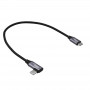 Akyga AK-USB-53 USB-C – USB-C pintas kabelis su kampiniu kištuku, USB 2.0, 60 W, 0,3 m, juodas