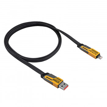 Akyga AK-USB-57 4-in-1 pintas kabelis USB-A/USB-C – USB-C/Lightning, USB 2.0, 65 W, 1 m, pilkas