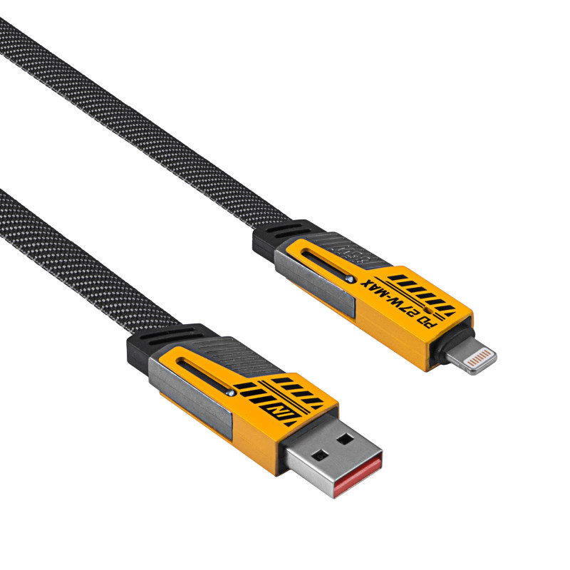 Akyga AK-USB-57 4-in-1 pintas kabelis USB-A/USB-C – USB-C/Lightning, USB 2.0, 65 W, 1 m, pilkas