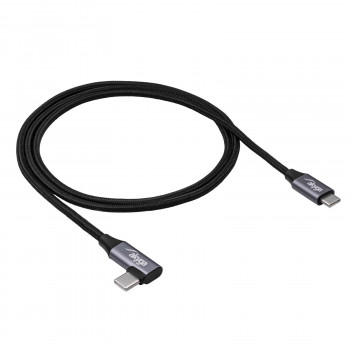 Akyga AK-USB-54 USB-C – USB-C pintas kabelis su kampiniu kištuku, USB 2.0, 60 W, 1 m, juodas