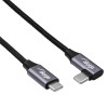 Akyga AK-USB-54 USB-C – USB-C pintas kabelis su kampiniu kištuku, USB 2.0, 60 W, 1 m, juodas