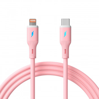 Akyga AK-USB-71 USB-C į Lightning silikoninis kabelis, USB 2.0, 30 W, 1 m, rožinis