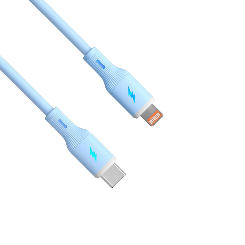 Akyga AK-USB-72 USB-C į Lightning silikoninis kabelis, USB 2.0, 30 W, 1 m, mėlynas