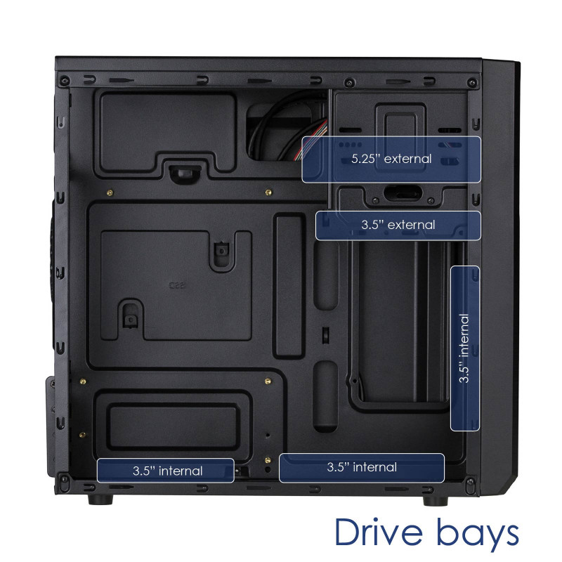 Akyga AK17BK Micro ATX bokšto tipo korpusas, 2x USB 3.0, be maitinimo bloko, juodas