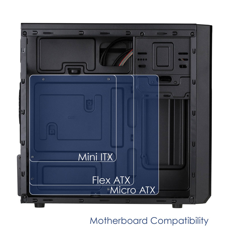 Akyga AK17BK Micro ATX bokšto tipo korpusas, 2x USB 3.0, be maitinimo bloko, juodas