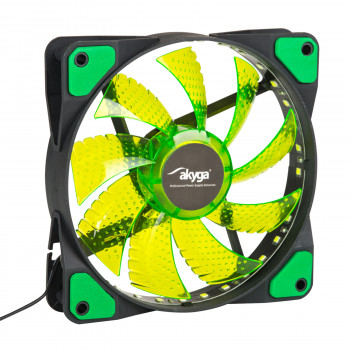 Akyga AW-12E-BG 120 mm korpuso ventiliatorius, 33 žalios LED, Molex, juodas