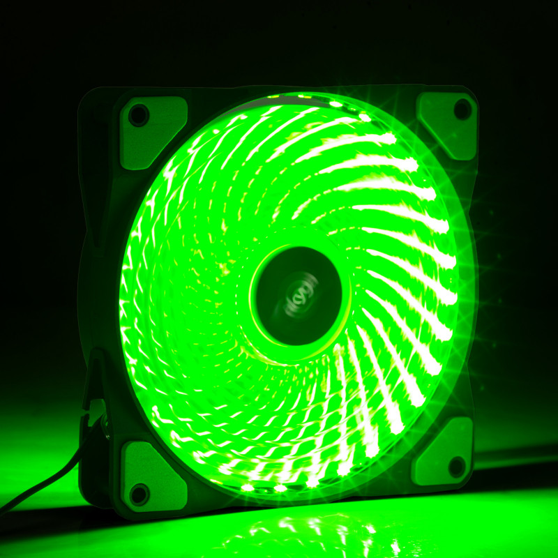 Akyga AW-12E-BG 120 mm korpuso ventiliatorius, 33 žalios LED, Molex, juodas