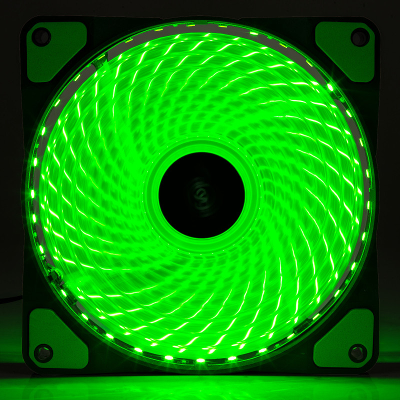 Akyga AW-12E-BG 120 mm korpuso ventiliatorius, 33 žalios LED, Molex, juodas