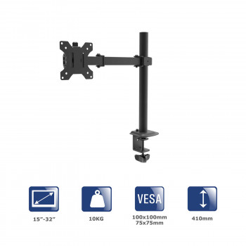 Akyga AK-MB-01 vieno monitoriaus laikiklis prie stalo, 15-32", iki 10 kg, VESA 75/100, juodas