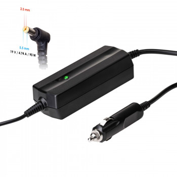Akyga AK-ND-36 automobilinis nešiojamojo kompiuterio įkroviklis 19 V / 4,74 A, 90 W, 5,5 x 2,5 mm, skirtas ASUS / Toshiba